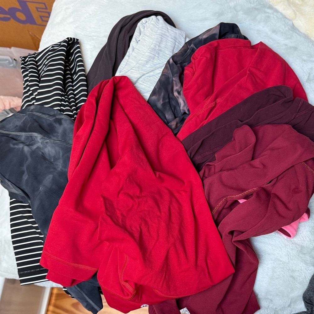 9 pairs lululemon athletica Red and Black Leggings all align